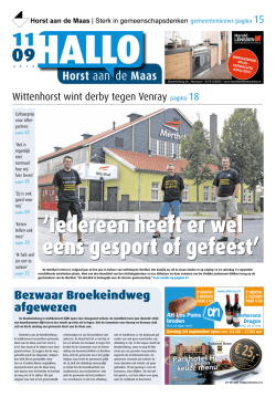 Uitgave 11-09-2014 - HALLO Horst aan de Maas