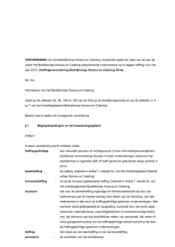 Heffingsverordening 2014 - Bedrijfschap Horeca en Catering