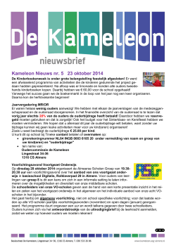 Kameleon Nieuws nr. 5 23 oktober 2014