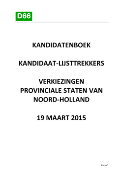 Kandidatenboek lijsttrekker PSNH2015 - D66 Noord