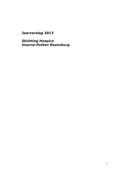 Jaarverslag 2013 Stichting Hospice Voorne