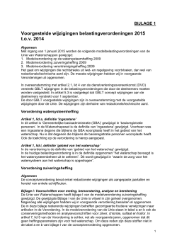 Voorgestelde wijzigingen belastingverordeningen 2015 t.o.v. 2014