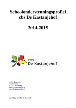 Schoolondersteuningsprofiel cbs De Kastanjehof 2014-2015