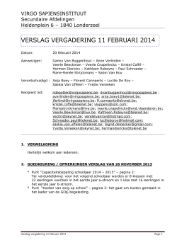 11 februari 2014 - Virgo Sapiensinstituut