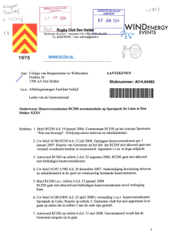 huurovereenkomst op Sportpark de Linie