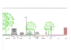 Dwarsprofiel Huizingalaan ter hoogte van ventweg