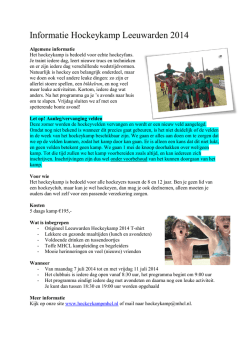 Informatie Hockeykamp Leeuwarden 2014