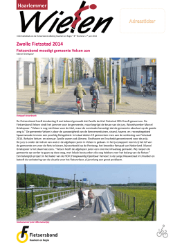 Adressticker Zwolle Fietsstad 2014 - Haarlem en Regio