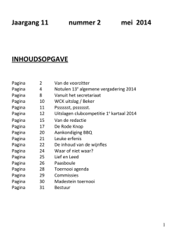 Jaargang 11 nummer 2 mei 2014 INHOUDSOPGAVE