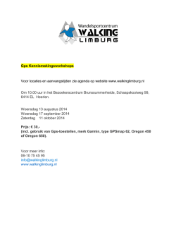 Gps Kennismakingsworkshops Voor locaties en aanvangstijden zie