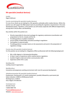 RA-specialist (medical devices)