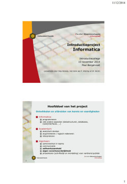 Introductie en organisatie