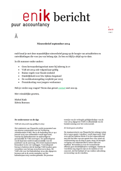 Nieuwsbrief september 2014