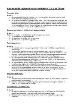 Huishoudelijk Reglement Bridgeclub GSV