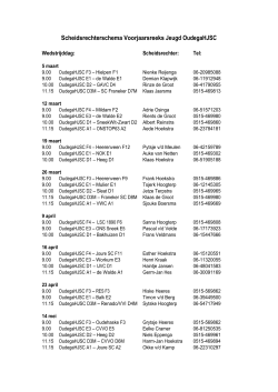 Scheidsrechterschema Voorjaarsreeks Jeugd