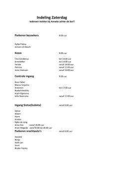 Indeling vrijwilligers zaterdag 13 september