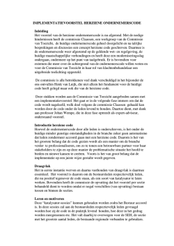 IMPLEMENTATIEVOORSTEL HERZIENE ONDERNEMERSCODE
