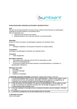 Instuurinstructies materiaal op formaline, Symbiant Hoorn