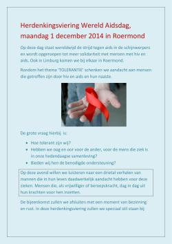 Herdenkingsviering Wereld Aidsdag, maandag 1