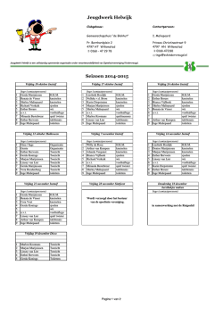 Indeling instuif jeugd 2014-2015 - Speeltuinvereniging Kindervreugd