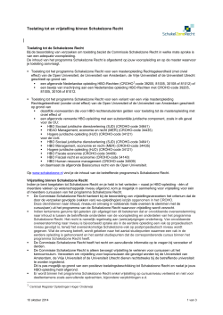Toelating en vrijstelling Schakelzone 2014-2015
