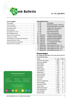 Verjaardagen nr. 12 • juli 2014 - Basisschool De Rank Veldhoven