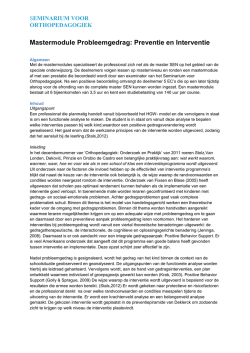Mastermodule Probleemgedrag: Preventie en Interventie