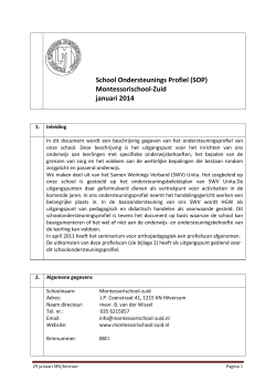 School Ondersteunings Profiel (SOP) Montessorischool