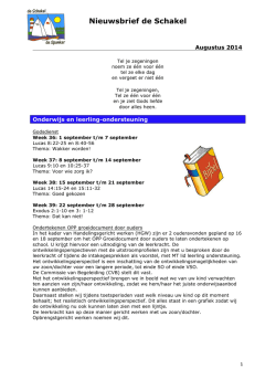 Oudernieuwsbrief SO Augustus 2014 - Schakel