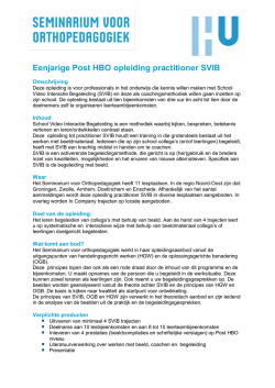 Eenjarige Post HBO opleiding practitioner SVIB