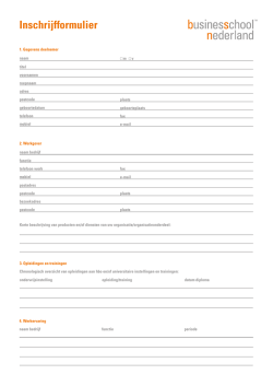 Inschrijfformulier - Business School Netherlands