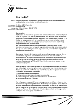 Intentieovereenkomst en werkagenda voor de samenwerking met