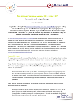 EEN TERUGKOPPELING VAN DE HELPDESK HLZ - Q