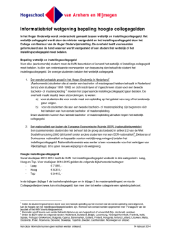 Informatiebrief hoogte collegegeld 2014-2015