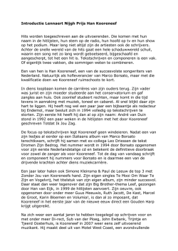 Introductie Lennaert Nijgh Prijs Han Kooreneef Hits