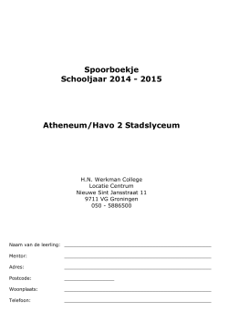 Spoorboekje Schooljaar 2014 - 2015 Atheneum/Havo 2 Stadslyceum