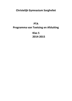 PTA klas 5 (2014-2015) - Christelijk Gymnasium Sorghvliet