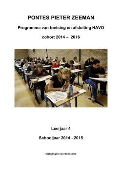 PTA HAVO 4 2014 - 2016 - Pontes Pieter Zeeman