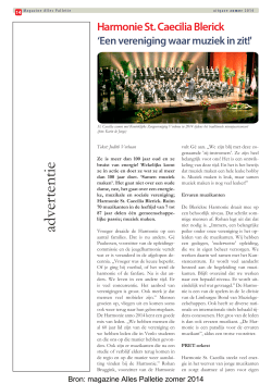 Artikel Harmonie St Caecilia magazine Alles Palletie zomer 2014