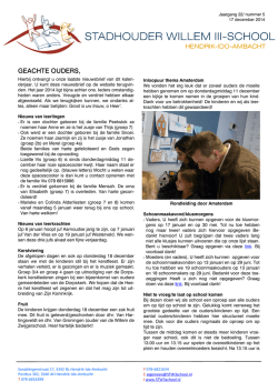 Huidige nieuwsbrief - Stadhouder Willem III School