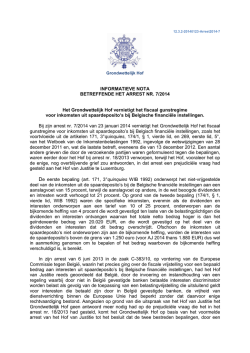 INFORMATIEVE NOTA BETREFFENDE HET ARREST NR. 7/2014