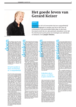 Interview Friesch Dagblad 3 september 2014