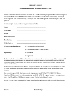 INSCHRIJFFORMULIER Van Sommeren Motoren WEEKEND