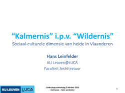 i.p.v. “Wildernis” - Sociaal-culturele dimensie van heide in Vlaanderen