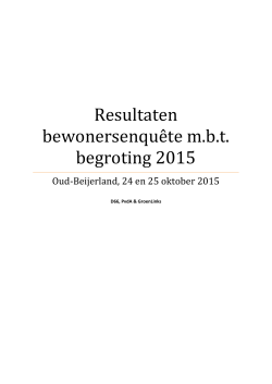 Resultaten bewonersenquête mbt begroting 2015