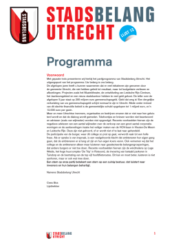 SBU programma - Stadsbelang Utrecht
