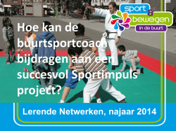 Hoe kan de buurtsportcoach bijdragen aan een succesvol