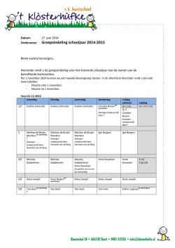 Info Ouders Groepsindeling Met Namen Juni 2014