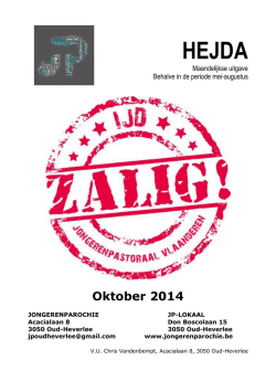 Hejda oktober 2014 STARTDAG met alle info van de deelgroepen
