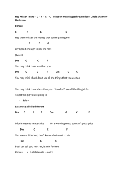 Hey Mister Intro &ndash; C - F - G - C Tekst en muziek